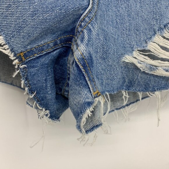 Topshop Mom Shorts Blue Denim Distressed Authentic High Waist NWT - Picture 6 of 13